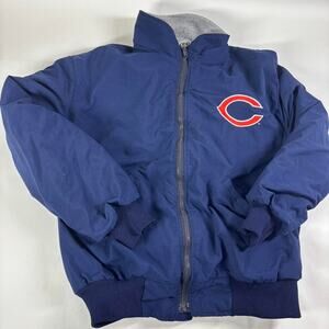 Vintage NFL Blue Chicago Bears DeLONG Full Zip Bomber Jacket Size Large